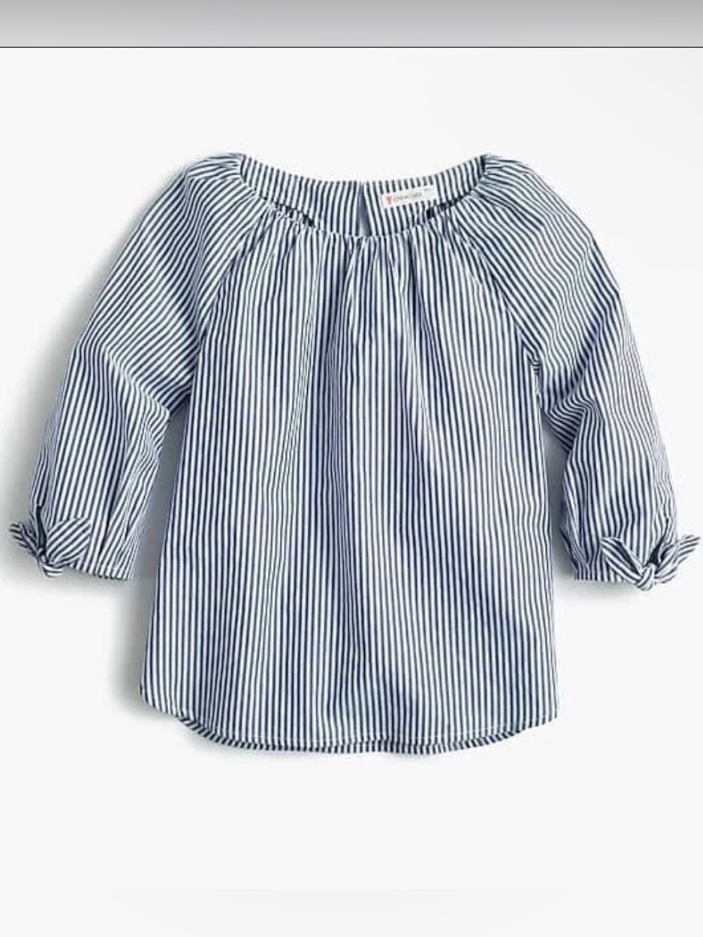 Crewcuts Navy & White Striped Top With Tie Detail